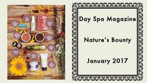 A picture of the day spa menu and nature 's best products.